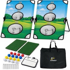 UltraGolf 2-in-1 Golf Cornhole Chipping Game 23 inches x 37″, Green and black