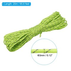 Reflective Guyline Camping Paracord 3mm Tent Cord Guyline Rope Light Green