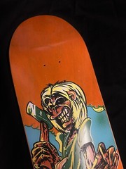 RARE FLOCKED Danny Sargent Iron Maiden New Deal Skateboard Deck Shaped SCREENED