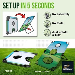UltraGolf 2-in-1 Golf Cornhole Chipping Game 23 inches x 37″, Green and black