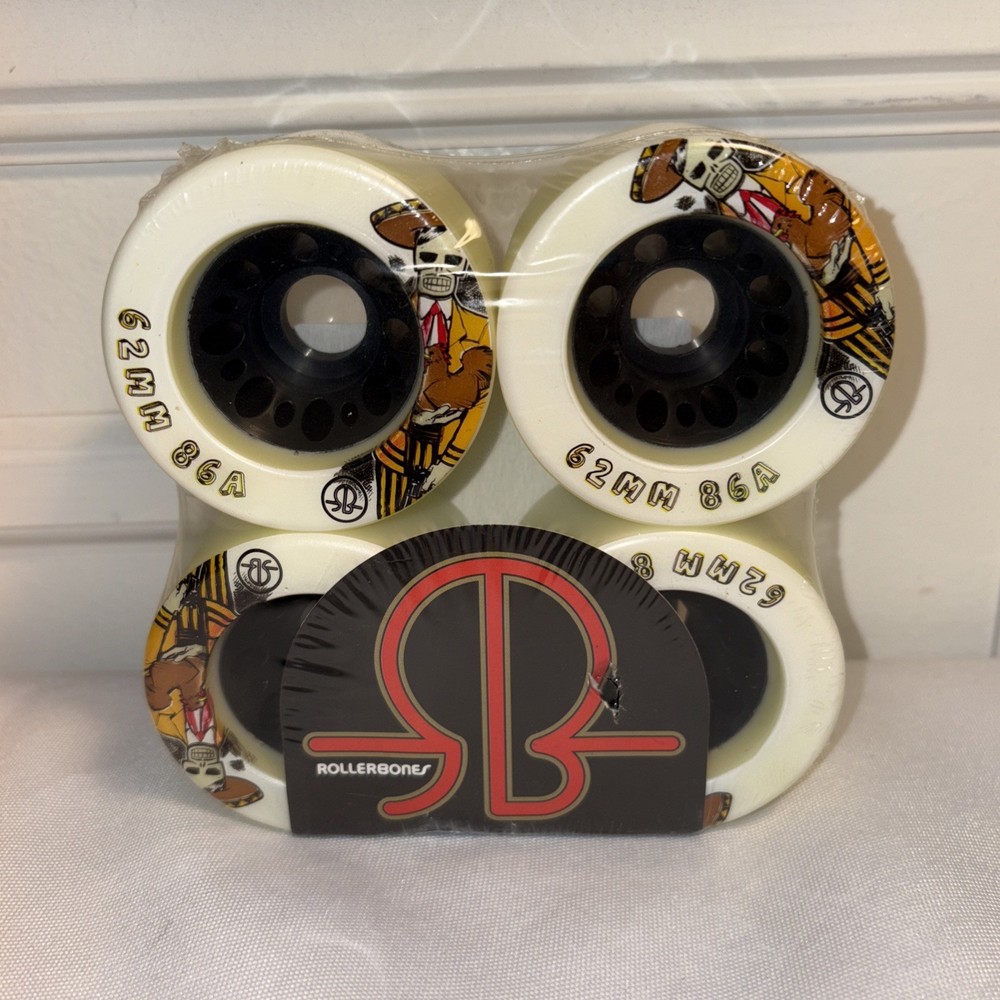 Rollerbones Day of the Dead Speed Wheel 62mm X 86a Set of 4 New White