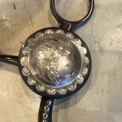 Western Grazing Snaffle Bit w/ Engraved Silver Conchos & Shanks; Approx 7″