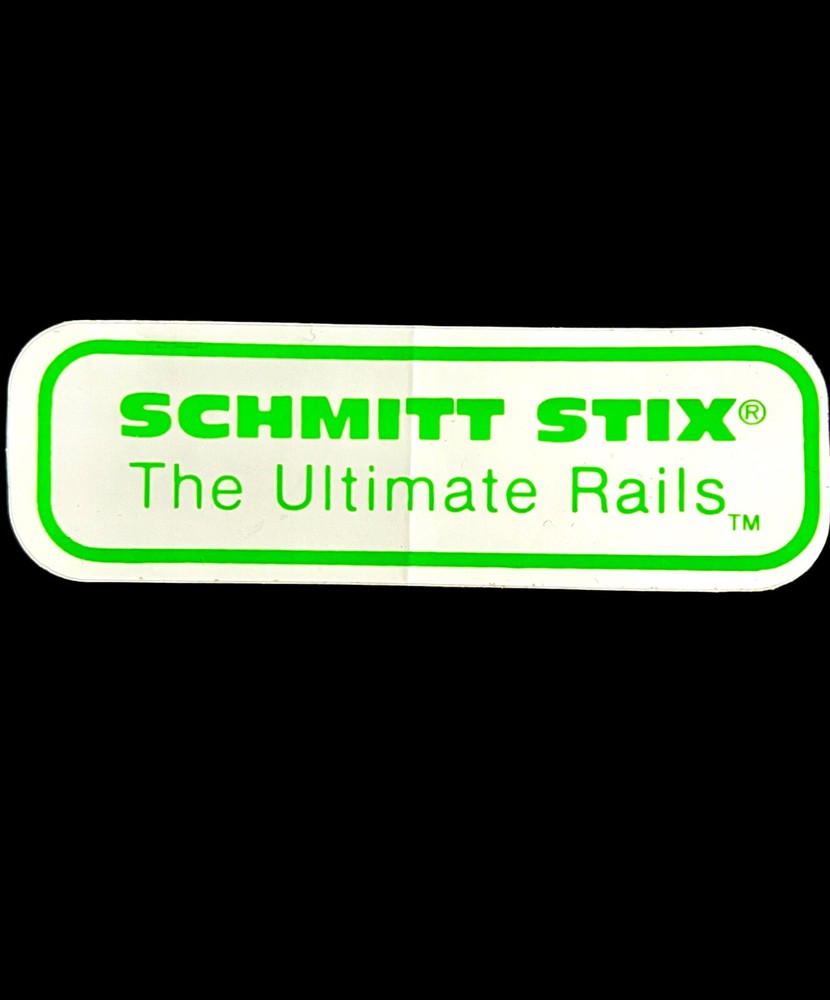 Vtg 1980’s Schmitt Stix Skateboards The Ultimate Rails Sticker In DayGlow Green