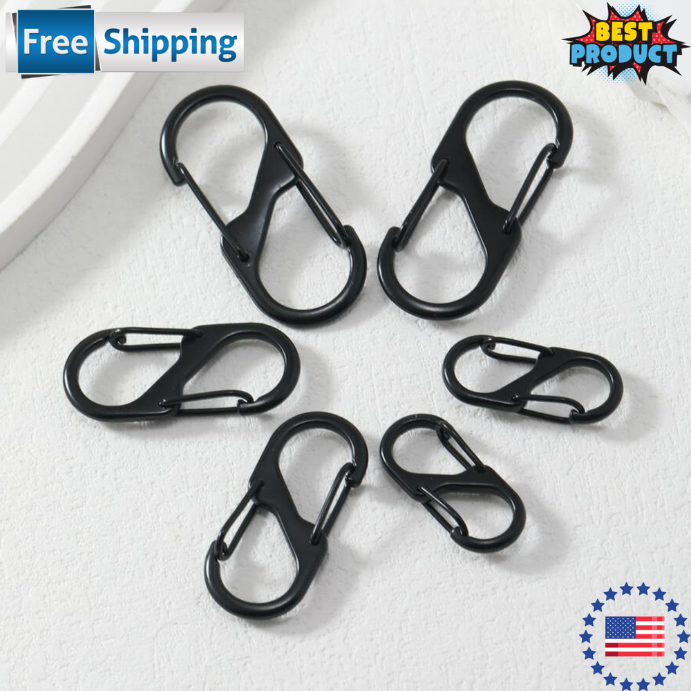 Dual Spring Carabiner 8-Shaped Clips Reliable and Durable Keychain Hooks 6 pcs