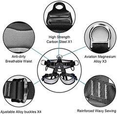 Climbing belts, Thicken Professional Safety Belt with Magnesium Alloy Connect…