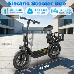Adults Electric Scooter with Seat,Dual Suspension,500W motor 22MPH 27Miles Range