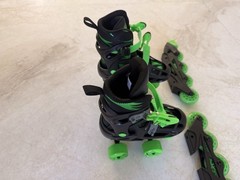 Roller Derby Green Wire Kids’ Inline-Quad Combo Skates Black/Green 12-2