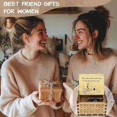 Cute Bear Best Friend Wood Music Box Gifts for Women, Friendship BBF Daughter