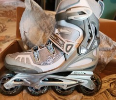 Spark 84 W Rollerblades Size 9 Silver/Blue New With Tags In Box