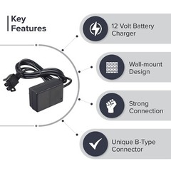 12 Volt Battery Charger with B-Type Connector for Kids Electric Ride-On Toy