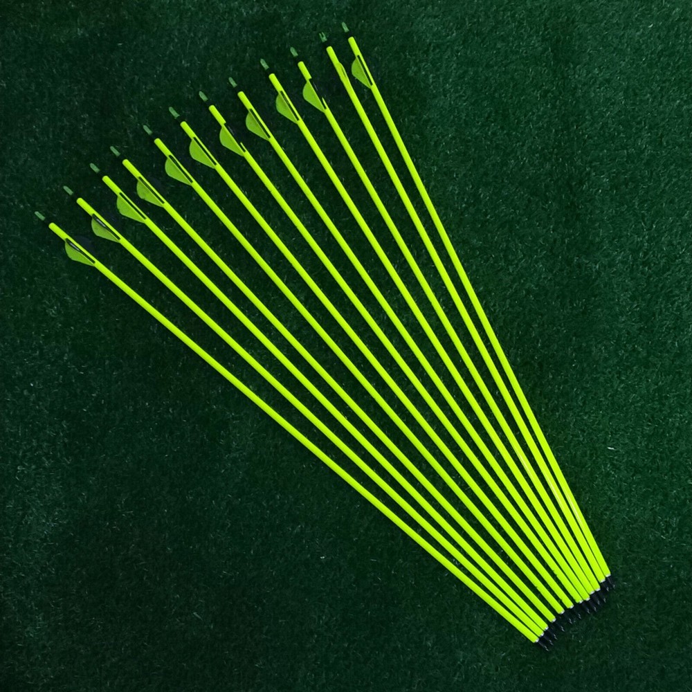 31″ Pure/Mixed Carbon Arrows 2″ Vane Spine 350-500 Compound Recurve Bow Hunting