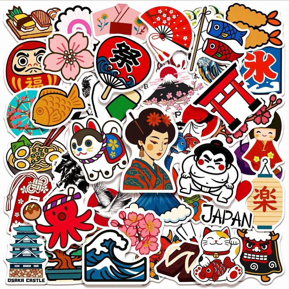 Japan Travel Stickers 50 Pcs Vinyl Waterproof Decal for Laptop Water Bottle P…