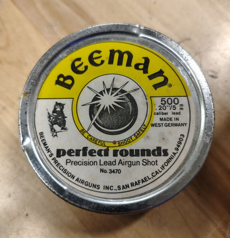 Vintage Beeman Perfect Rounds.20 Caliber 5mm Lead Airgun Shot Tin Made W.Germany
