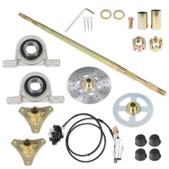 29″ 32″ 44″ Go Kart Rear Live Axle Kit, Sprocket+Hub+Brake Assembly+chain+Disc