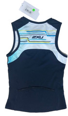 New 2XU Core Youth Tri Singlet BLK/Oasis Medium Unisex Kids Front Zip 3 Pockets