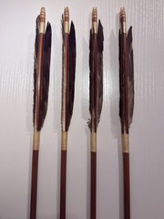 Japanese Samurai Kari-Ebira Quiver, Rare Vintage Yazutsu, & 4 Bamboo Arrows Set