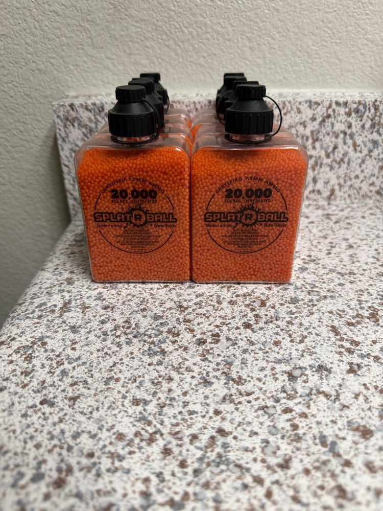 8 BOTTLES Splat-R-Ball 7.5mm Orange Gel 20,000 Rounds a total 160,000 Beads NEW