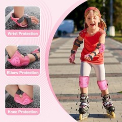 6 in 1 Kids 3-10 Years Knee Elbow Pads Protective Gear Set for Skating Cycling B