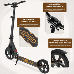 UPGO Kick Scooter for Ages 6+, Kids, Teens & Adults 240 LB Max Load Foldable 8In