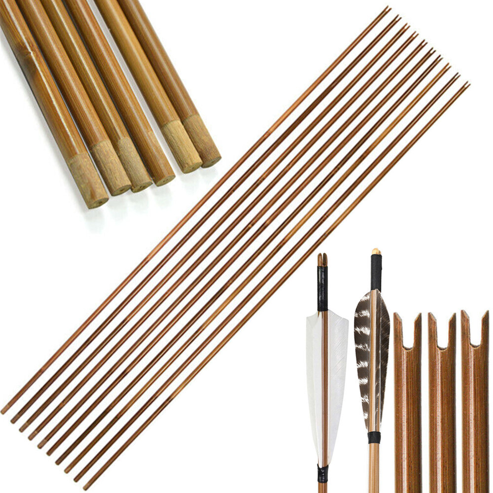 33″ Bamboo Shaft Arrows Archery Self Nock Handmade OD7MM-10MM DIY Hunting Shoot