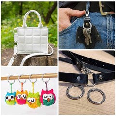 10 Pcs Spring O Rings Metal Round Rings Round Snap Clip Keychain Buckle