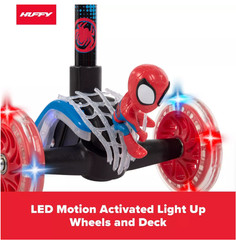 Huffy Kids Kick Scooter LED Spidey His Amazing Friends 3-Wheel Tilt