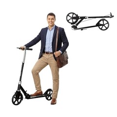 Non-Electric Scooters for Kids 8-12, Teens & Adults – Foldable Commuter Black