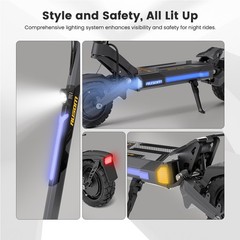 Ausom DT2 Pro Electric Scooter Adult,2*1100W Motor,IP54,115km Max Rang,E-Scooter