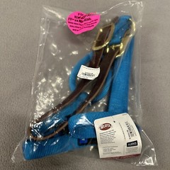 1″ Nylon Adjustable Leather Crown Halter Horse Teal Brass Average 35-6025-HB