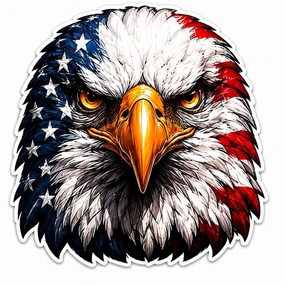 Bald Eagle American Flag Sticker fishing USA Patriot Sticker Boat Car Bumper