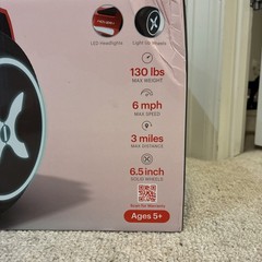 Hover-1 Rebel Kids Hoverboard with LED Headlight, 6 MPH Max Speed – Red