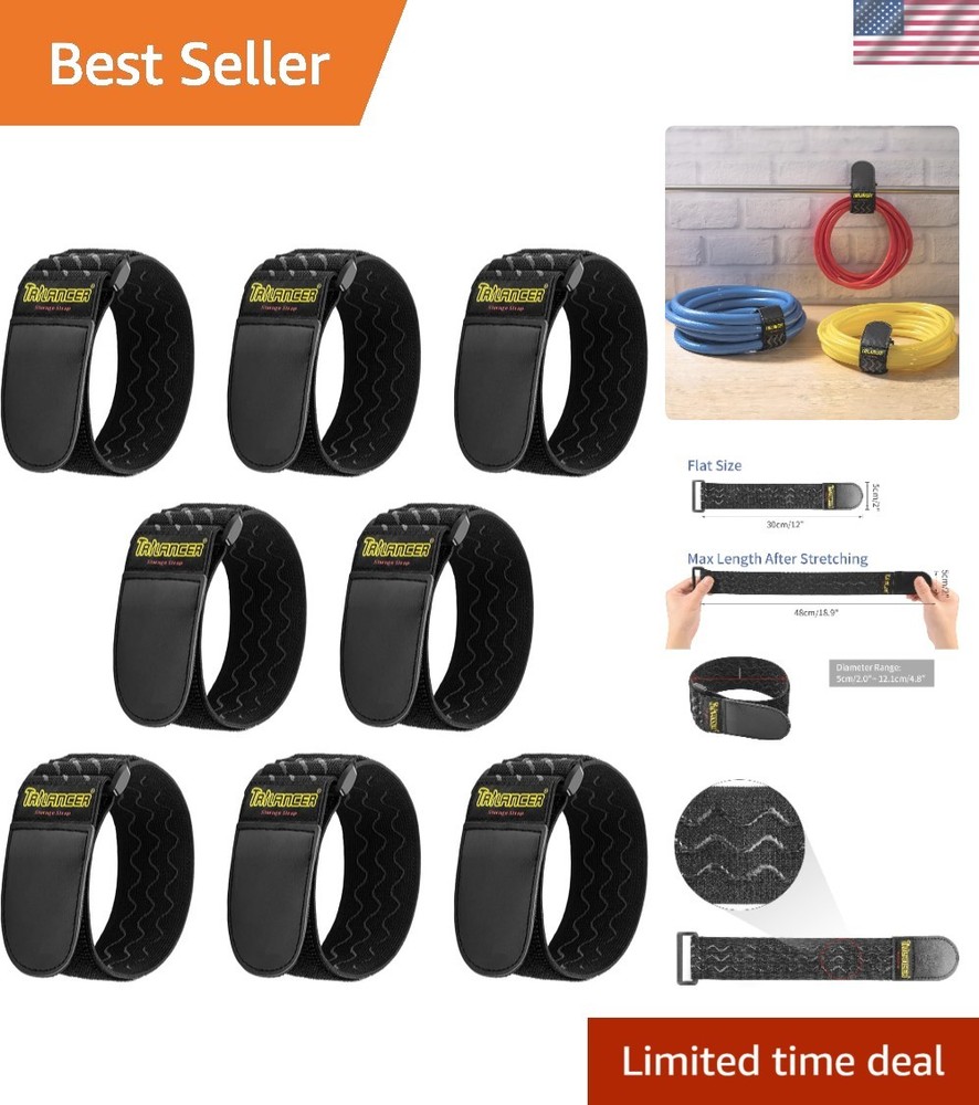8-Pack Elastic Cinch Straps – 12″ Length, Heavy-Duty and Anti-Slip for All Needs