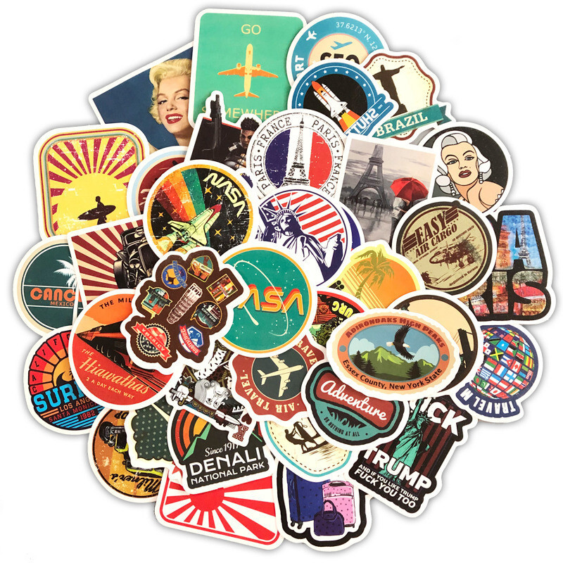 49pcs Vinyl vintage Sticker Pack For Water Bottle,Laptop,Journal,Scrapbook