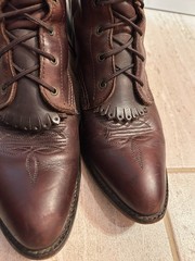 Vintage Packer Boots Brown Women’s Size 10 Lace-Up Kiltie Western Aztec Stitch