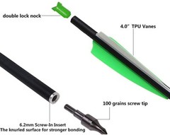 12PCS 20» Carbon Crossbow Bolts Crossbow Arrows 100 Grain Broadheads Hunting