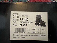 FR Skates FR1 80 Black – 243mm Frame / 80mm Street Invaders Wheels Size US8 Men