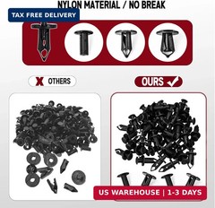 Xislet 200Pcs Polaris Push Pins, UTV Nylon Fender Clips & Body Rivets with Tool,