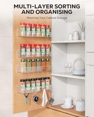 Spice Rack Wall Mount, 4 Pack, Screw or Adhesive Installation, Spice Clear