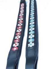 FSS Red Siam Aquamarine Blue FLOWER Rhinestone BLING Crystal Padded BROWBAND NEW