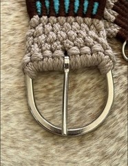 34” Size Western String Girth Cinch Teal Aztec Design