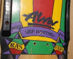 1988 ALVA JEF HARTSEL «STREET FIRE 2» SKATEBOARD DECK USED RARE RASTA