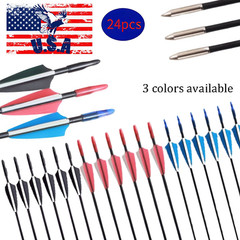 Archery 24/48pcs 31″ Archery Fiberglass Arrows Dense Shaft Tip Hunt Practice