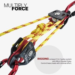 GM CLIMBING 40kN Micro Double Pulley Prusik Minding Ball Bearing UIAA CE for …