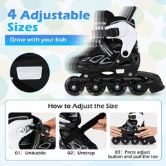 Kids’ Inline Skates for Boys Girls Ages 5-7, 4 Sizes Adjustable Blade Roller