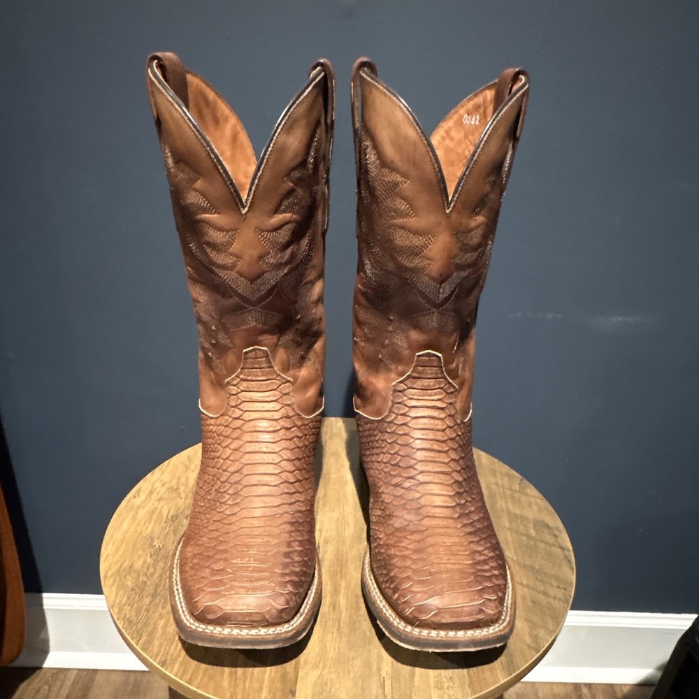 Dan Post Ka Python Print Leather Brown Western Cowboy Boots Men’s US 10.5 D