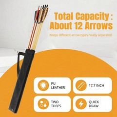 Luoyer Archery Arrow Quiver Hip Tube with 2-Tubes and Belt Clip Black
