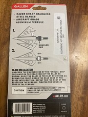 Allen Lightning Broadheads Fixed Blade 100 Grain *New* 1 1/16” Cutting Diameter.