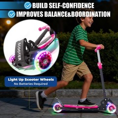 3 Wheel Scooter for Kids Ages 3-12, LED Light-Up Kids Kick Scooter–Portabl
