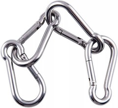 264 Lbs Spring Snap Hook Carabiner Clips Stainless Steel 304 , Set Of 6