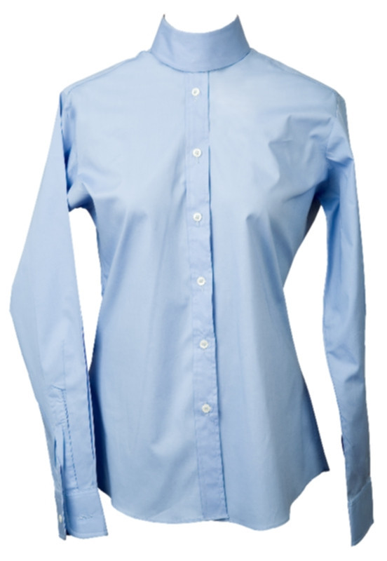Devon Aire English Horse Blue Long Sleeve Hunter Show Shirt w/ Choker Womens
